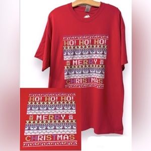 G 54 Gildan Heavy Cotton Unisex Burgundy Red Ugly Sweater T‎ shirt XL (1363)